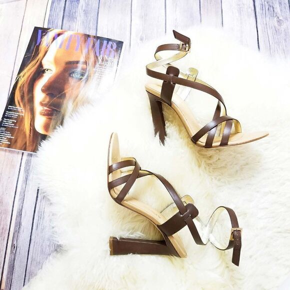 New DSQUARED2 Women Shoes US 8 Brown Leather Ankle Strap Stiletto Heel Sandals - Picture 3 of 14